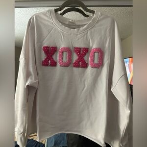 Chic Soul Pink and White XOXO Sweatshirt